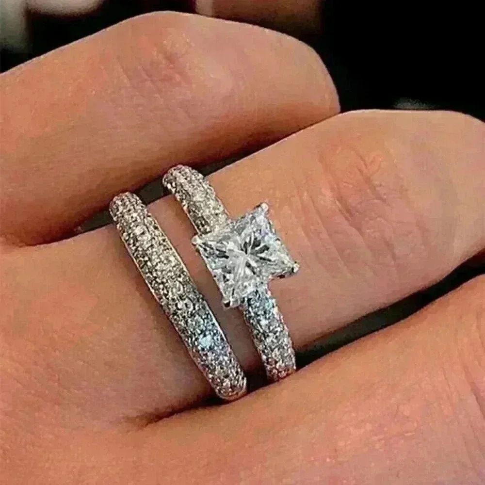 New 925 Silver White Sapphires 2 Piece Set
